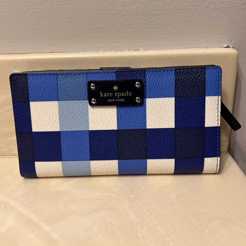 kate spade- Anita- Grove Street Printed Wallet - Pacific Gingham-
